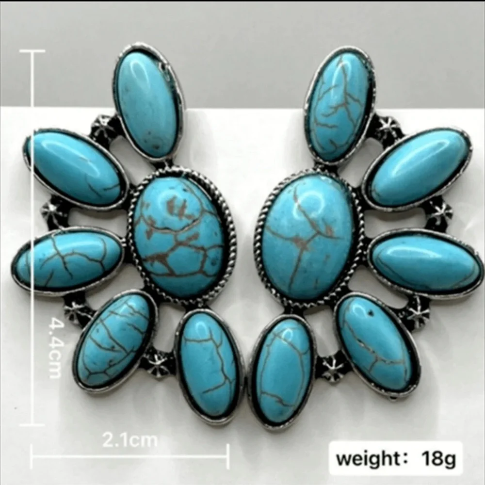 Turquoise Floral Silver Earrings